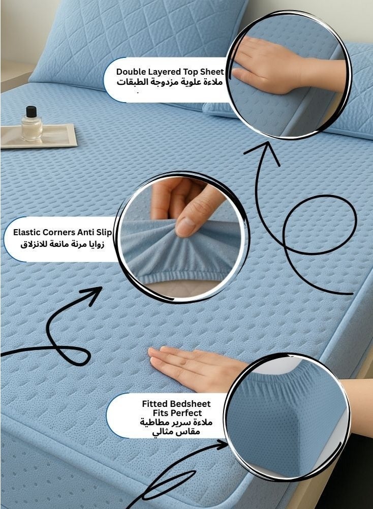 Comfort 7 Pieces Comforter Set, Fits 200 cm x 200 cm Bed, Microfiber King Size with Cozy Filling Best For Winter, Soft Premium Design – Sky Blue - Image 5